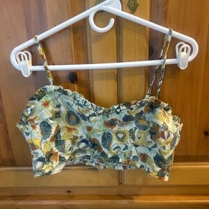 Anthropologie Floral Smocked Cropped Tank Top - Yellow Multi